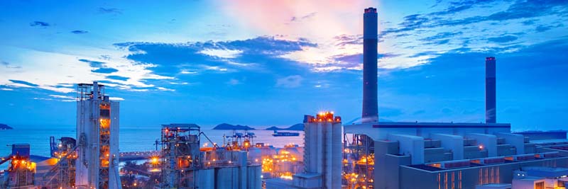 Power plant at sunset